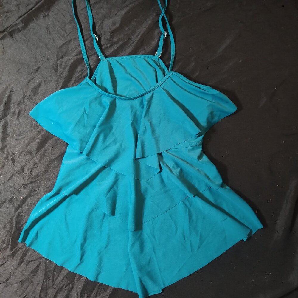 Aqua Green Tiered Tankini Top Women Size 2XL